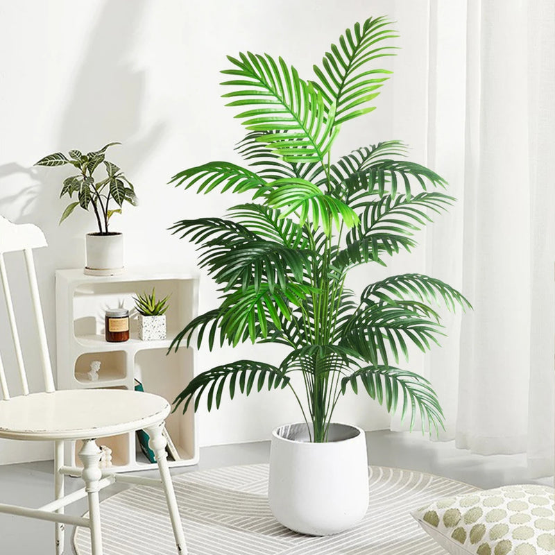 90/120cm Large Artificial Tropical Palm Tree Fake Coconut Tree Branch Plastic Green Turtle Back Leaves for Home Office Decora