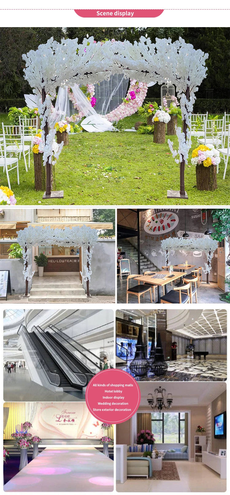 Artificial Cherry Tree for Home Decoration, Maple Tree, Wedding Decoration, Christmas Holiday Party, Hotel Mall