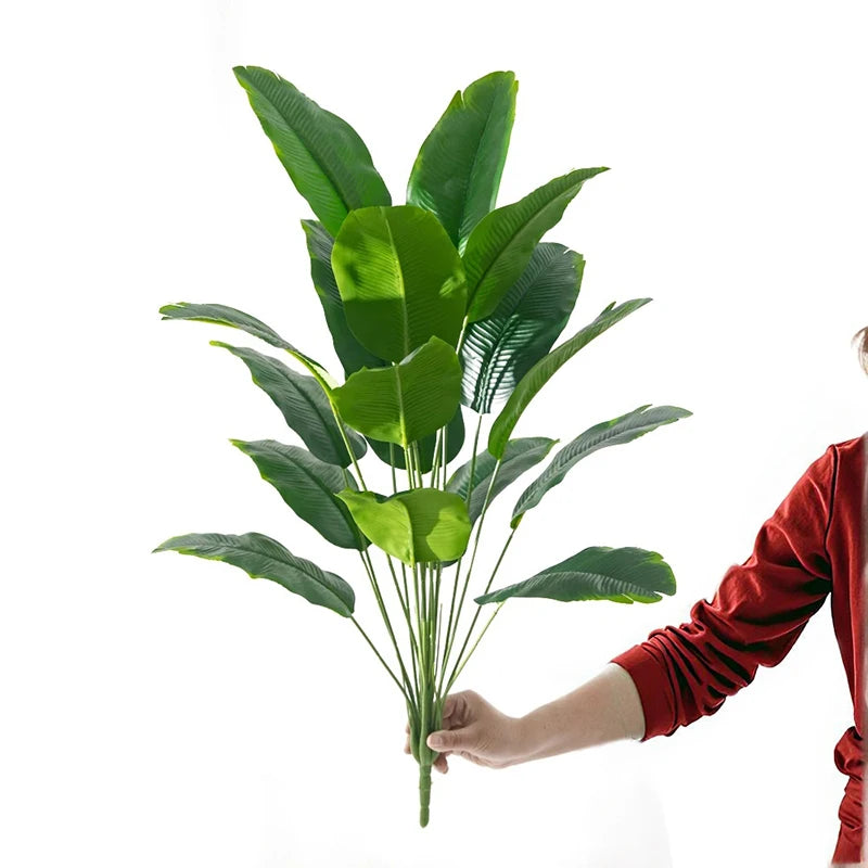 Artificial Plants Large Tropical Palm Tree Fake Banana Plants Leaves Real Touch Plastic Monstera For Home Garden Party Decor