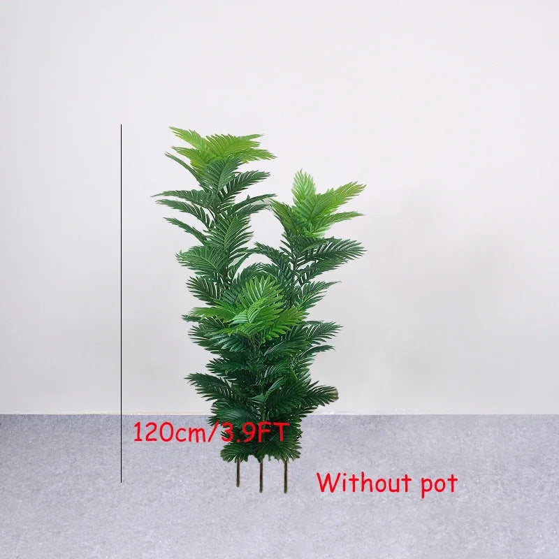 35-150cm Large Artificial Palm Tree Tropical Plants Green Plastic Palm Leafs Fake Banyan Tree for Home Garden Shop Party Decor