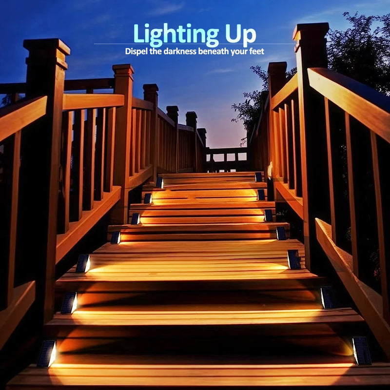 Outdoor Solar Step Lights, Warm White ,Waterproof, Auto On, for Patio, Yard, Driveway, Porch Decoration