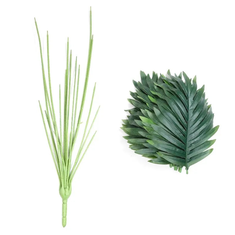 90-120cm Large Fake Palm Tree Artificial Tropical Plants Plastic Monstera Leaves Big Palm Tree Foliage for Home Garden Decor