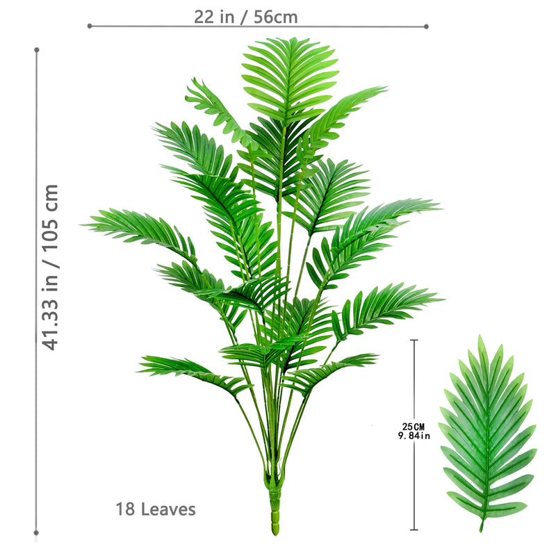 68-120cm Large Artificial Palm Tree Tropical Fake Plant Green Plastic Palm Leaf Branches Suitable for Home Garden Decoration