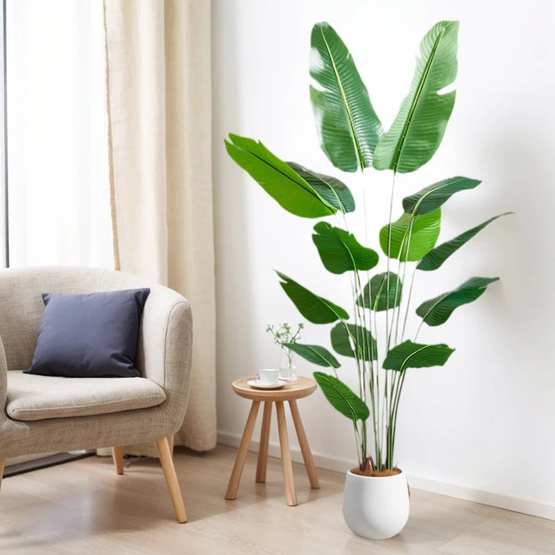 Artificial Plants Large Tropical Palm Tree Fake Banana Plants Leaves Real Touch Plastic Monstera For Home Garden Party Decor