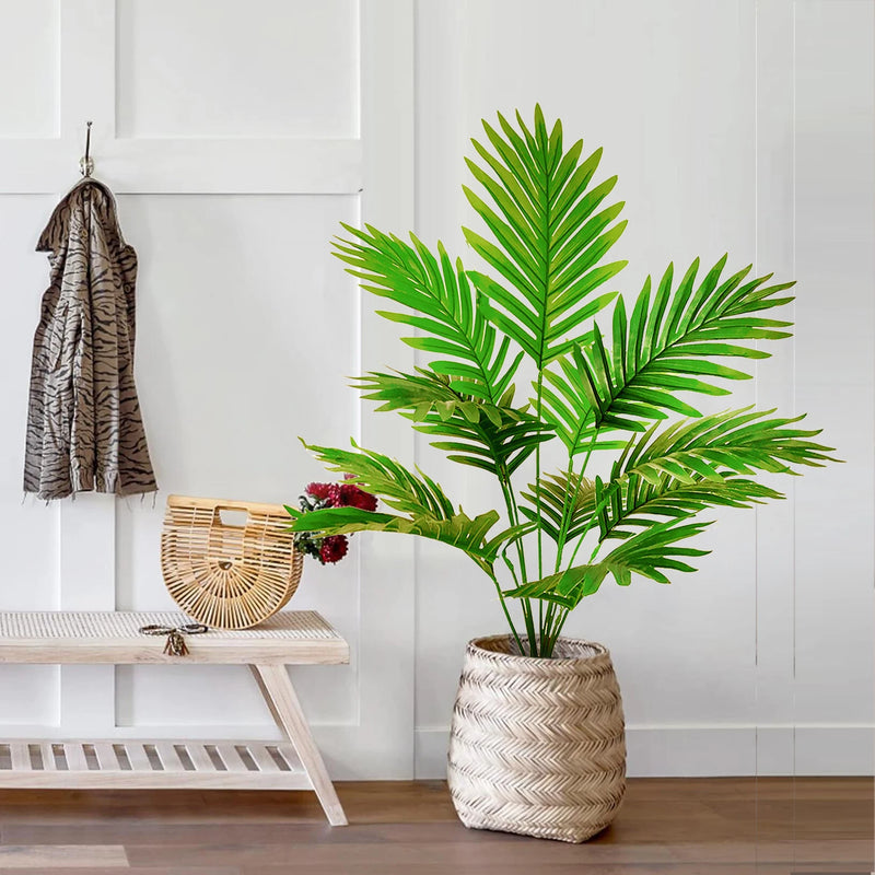 53-123cm Artificial Palm Tree Tropical Fake Plant Green Plastic Palm Leaf Branches Suitable for Home Garden Decoration