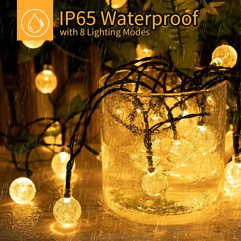 Solar-Powered Bubble Ball LED String Lights – Waterproof Outdoor Garden Decor