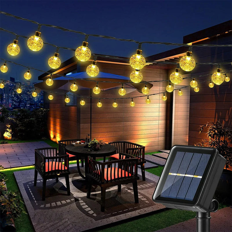 Solar-Powered Bubble Ball LED String Lights – Waterproof Outdoor Garden Decor