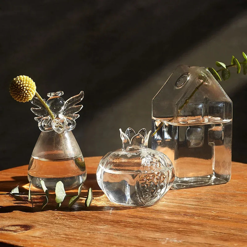 Transparent Angel Hydroponic Vase – Elegant Glass Flowerpot for Home & Desk Decor
