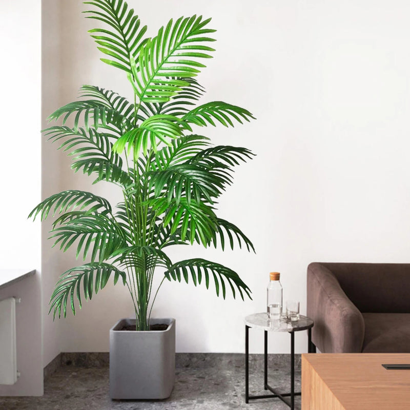 68-120cm Large Artificial Palm Tree Tropical Fake Plant Green Plastic Palm Leaf Branches Suitable for Home Garden Decoration