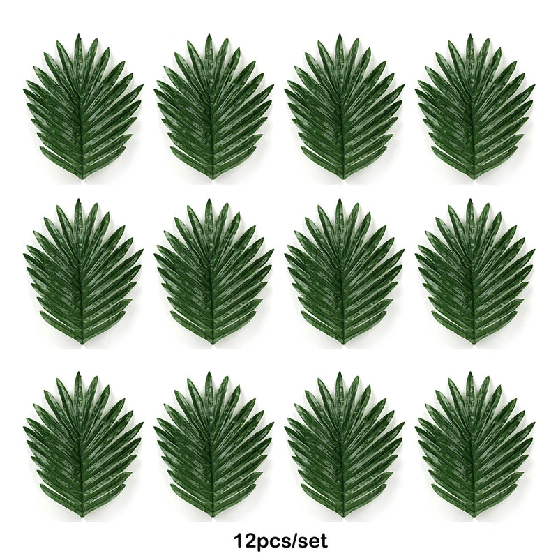 Artificial Tropical Palm Leaves Safari Jungle Decorations Hawaiian Luau Party Leaf Home Table Decor Wedding Birthday Fake Plants