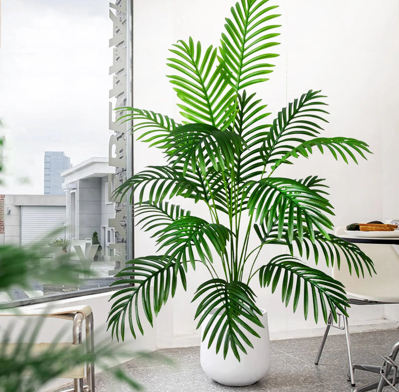 68-120cm Large Artificial Palm Tree Tropical Fake Plant Green Plastic Palm Leaf Branches Suitable for Home Garden Decoration