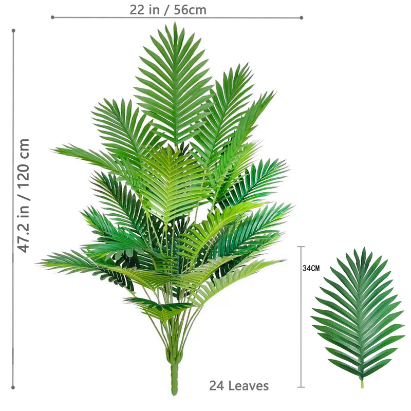 68-120cm Large Artificial Palm Tree Tropical Fake Plant Green Plastic Palm Leaf Branches Suitable for Home Garden Decoration