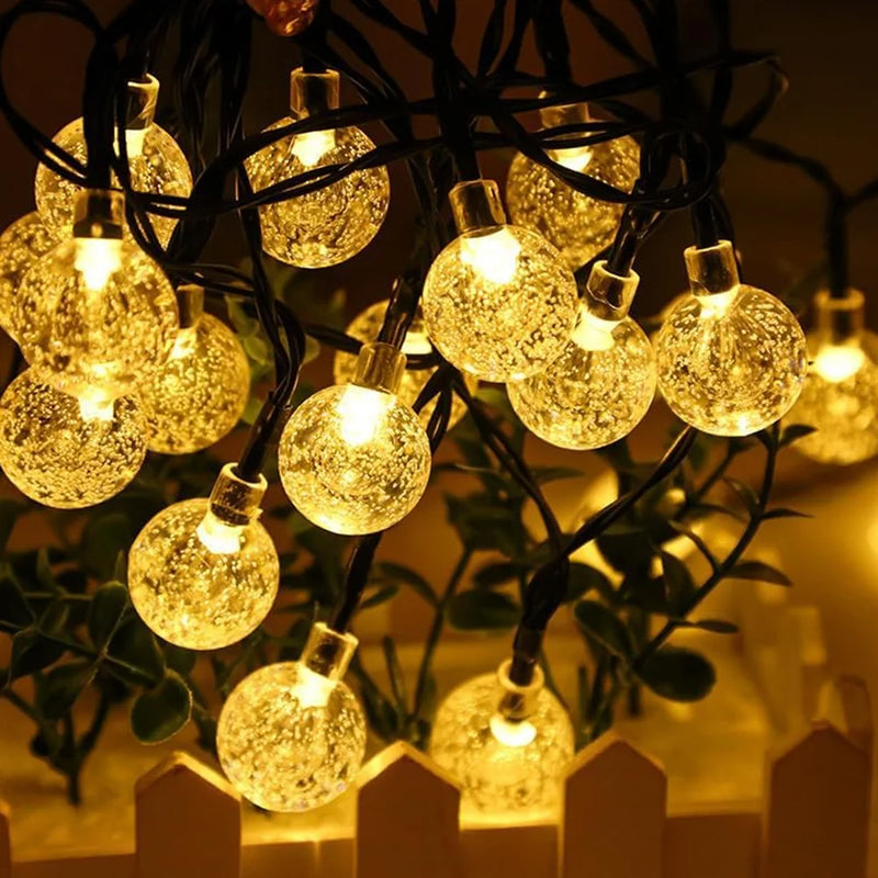 Solar-Powered Bubble Ball LED String Lights – Waterproof Outdoor Garden Decor