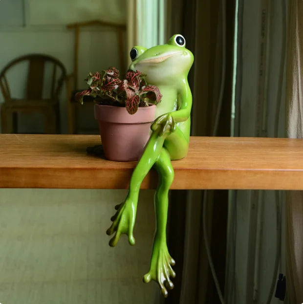 Resin Frog Flower Pot Ornaments, Outdoor Garden Plant Pot Figurine, Decoration Yard, Villa Furnishing Accessories Art