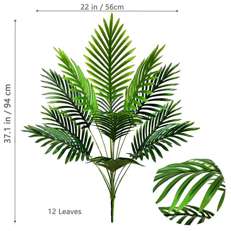 68-120cm Large Artificial Palm Tree Tropical Fake Plant Green Plastic Palm Leaf Branches Suitable for Home Garden Decoration