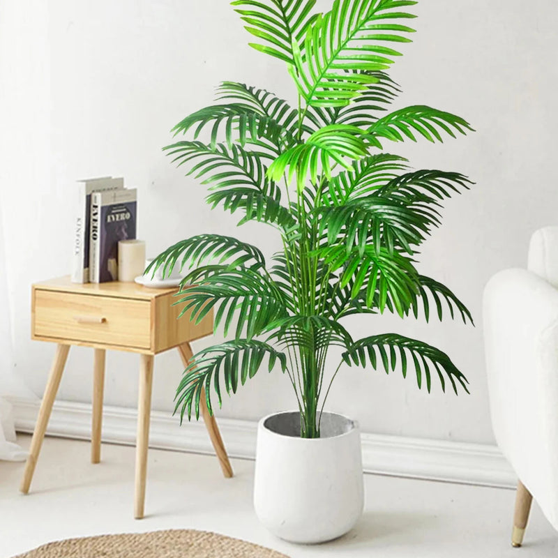 53-123cm Artificial Palm Tree Tropical Fake Plant Green Plastic Palm Leaf Branches Suitable for Home Garden Decoration
