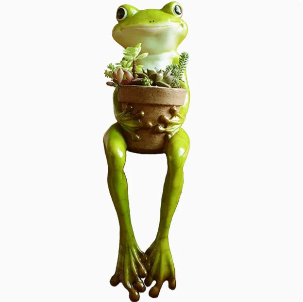 Resin Frog Flower Pot Ornaments, Outdoor Garden Plant Pot Figurine, Decoration Yard, Villa Furnishing Accessories Art