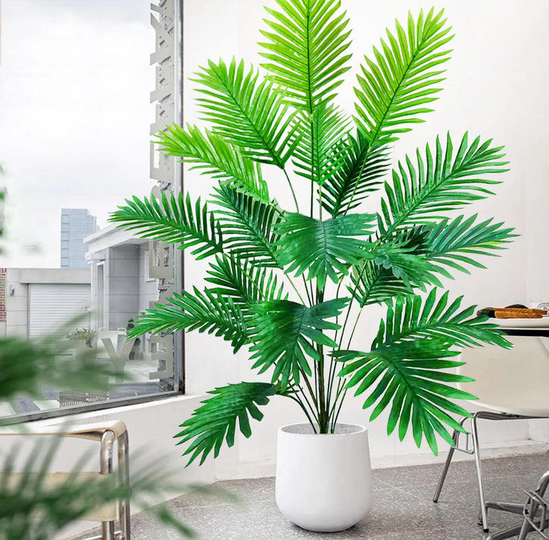 68-120cm Large Artificial Palm Tree Tropical Fake Plant Green Plastic Palm Leaf Branches Suitable for Home Garden Decoration