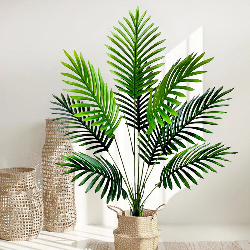 53-123cm Artificial Palm Tree Tropical Fake Plant Green Plastic Palm Leaf Branches Suitable for Home Garden Decoration