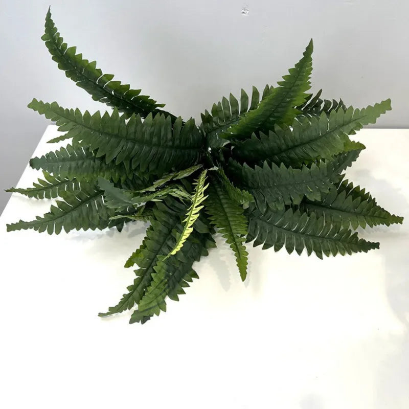 2Pcs Large Artificial Fern Tropical Palm Plants Porch Decorative Persian Fake Flowers Wall Hanging Palm Tree for Outdoor Decor