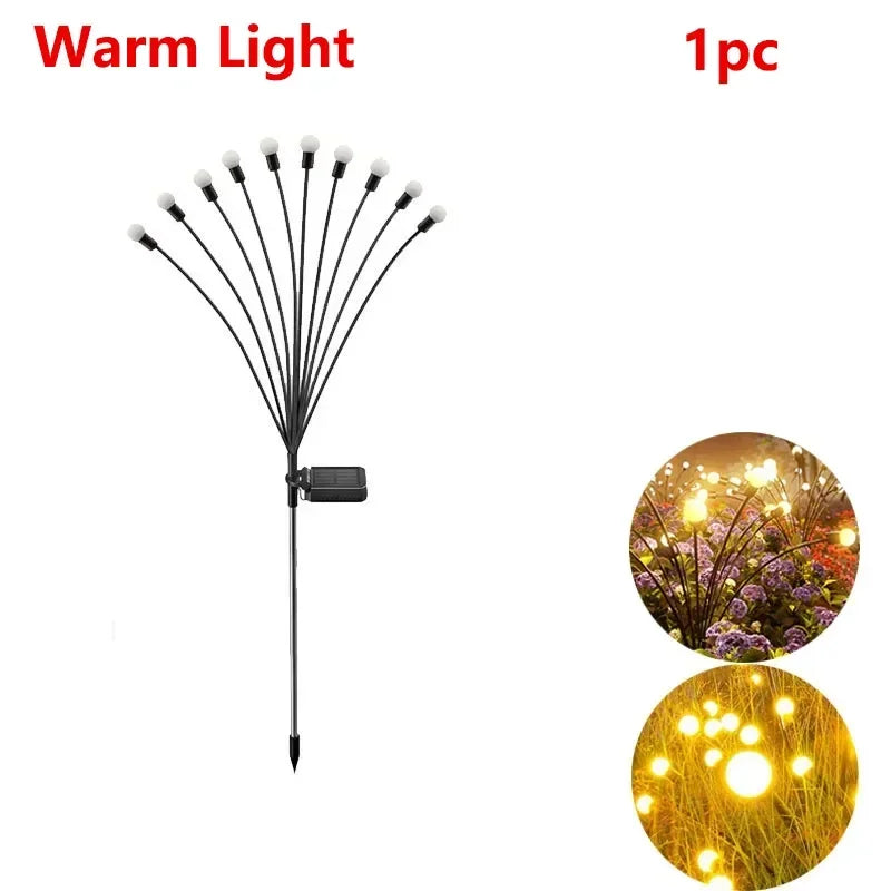 Solar LED Lights Garden Firework Warm Lights Outdoor 6/8 LEDs Waterproof Firefly Lawn Lamps Patio Pathway Decoration