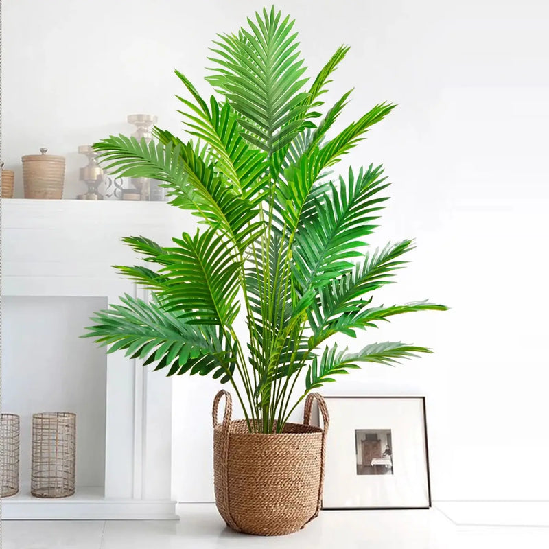 68-120cm Large Artificial Palm Tree Tropical Fake Plant Green Plastic Palm Leaf Branches Suitable for Home Garden Decoration