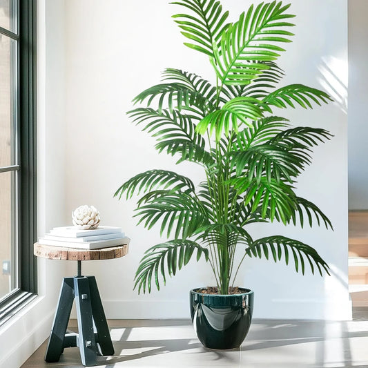 53-123cm  Artificial Palm Tree Tropical Fake Plant Green Plastic Palm Leaf Branches Suitable for Home Garden Decoration