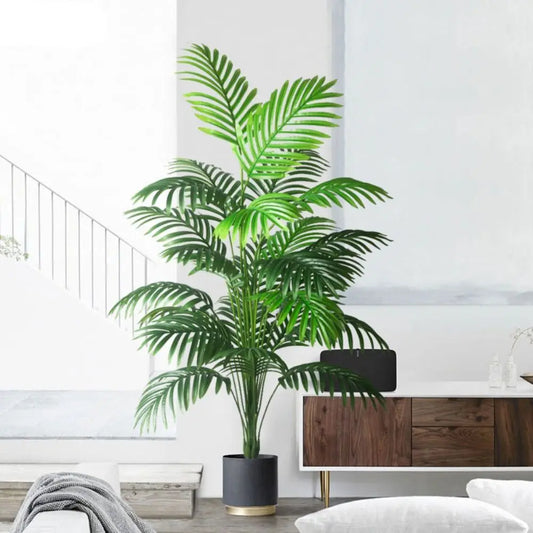 Large Artificial Palm Tree Tall Fake Plants Tropical Monstera Branch Green Plastic Leaves For Home Garden Outdoor Decor
