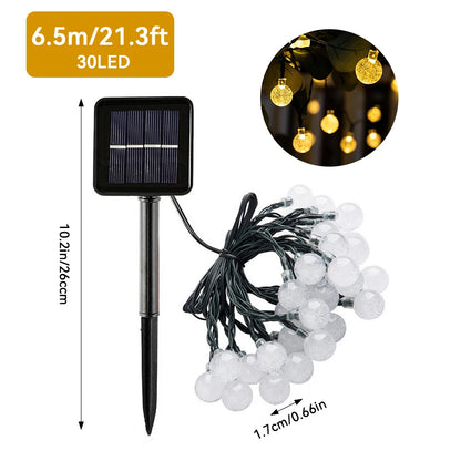 Solar-Powered Bubble Ball LED String Lights – Waterproof Outdoor Garden Decor