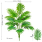 68-120cm Large Artificial Palm Tree Tropical Fake Plant Green Plastic Palm Leaf Branches Suitable for Home Garden Decoration