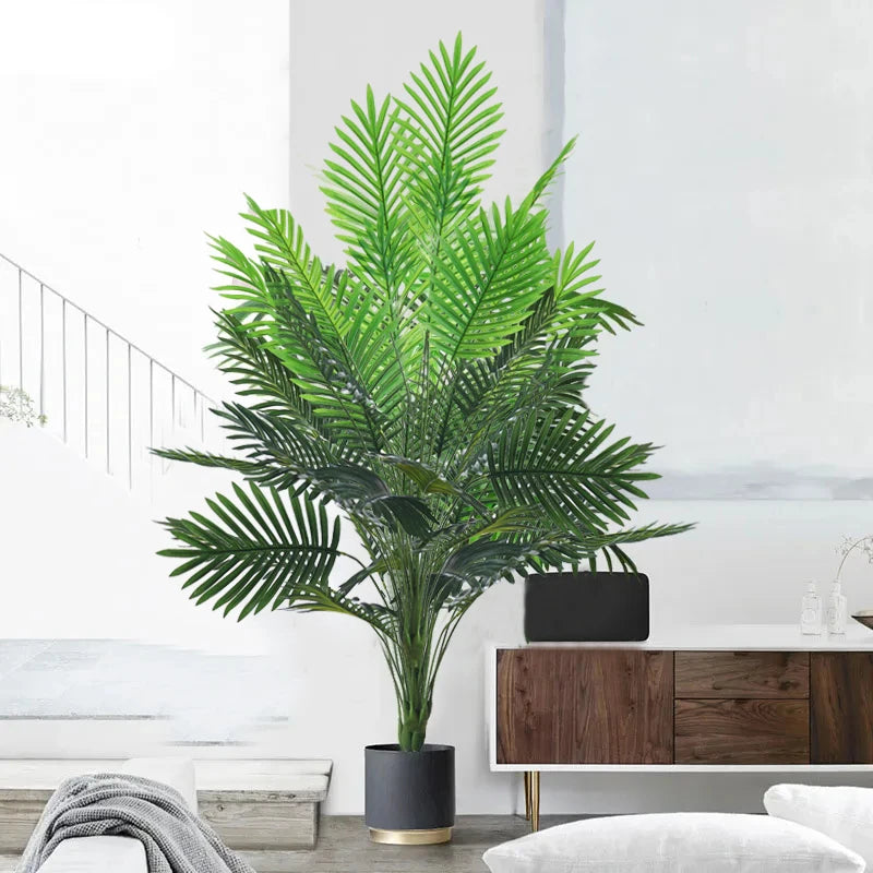 90-120cm Large Artificial Palm Tree Tropical Fake Plants Green Plastic Palm Leafs Big Monstera Tree Branch For Home Garden Decor