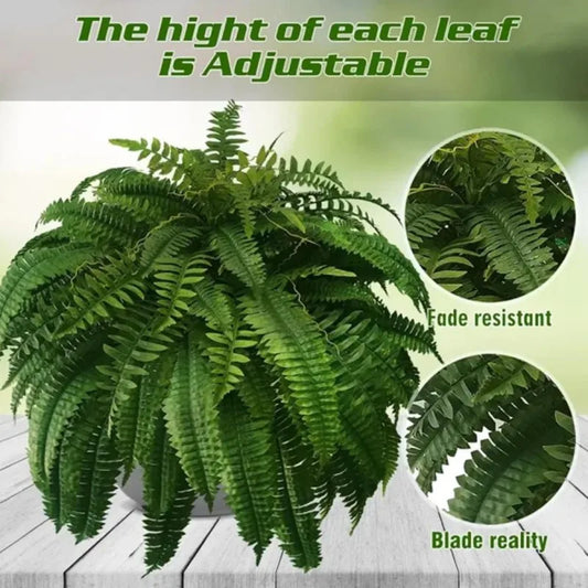2Pcs Large Artificial Fern Tropical Palm Plants Porch Decorative Persian Fake Flowers Wall Hanging Palm Tree for Outdoor Decor