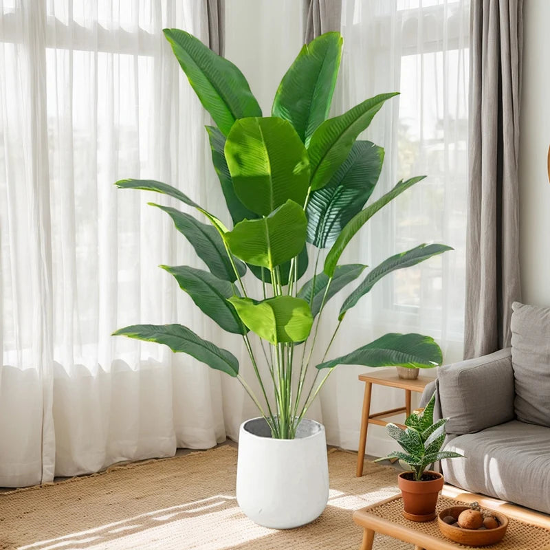 Artificial Plants Large Tropical Palm Tree Fake Banana Plants Leaves Real Touch Plastic Monstera For Home Garden Party Decor
