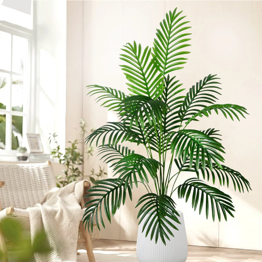 68-120cm Large Artificial Palm Tree Tropical Fake Plant Green Plastic Palm Leaf Branches Suitable for Home Garden Decoration