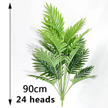 90-120cm Large Fake Palm Tree Artificial Tropical Plants Plastic Monstera Leaves Big Palm Tree Foliage for Home Garden Decor