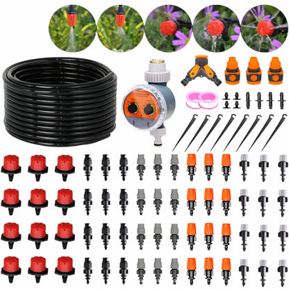 30-50M DIY Garden Drip Irrigation System Automatic Watering 1/4'' Hose Micro Watering Kits Adjustable Drippers Greenhouse