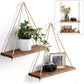 Wooden Hanging Swing Shelf – Floating Wall Storage for Plants & Home Decor
